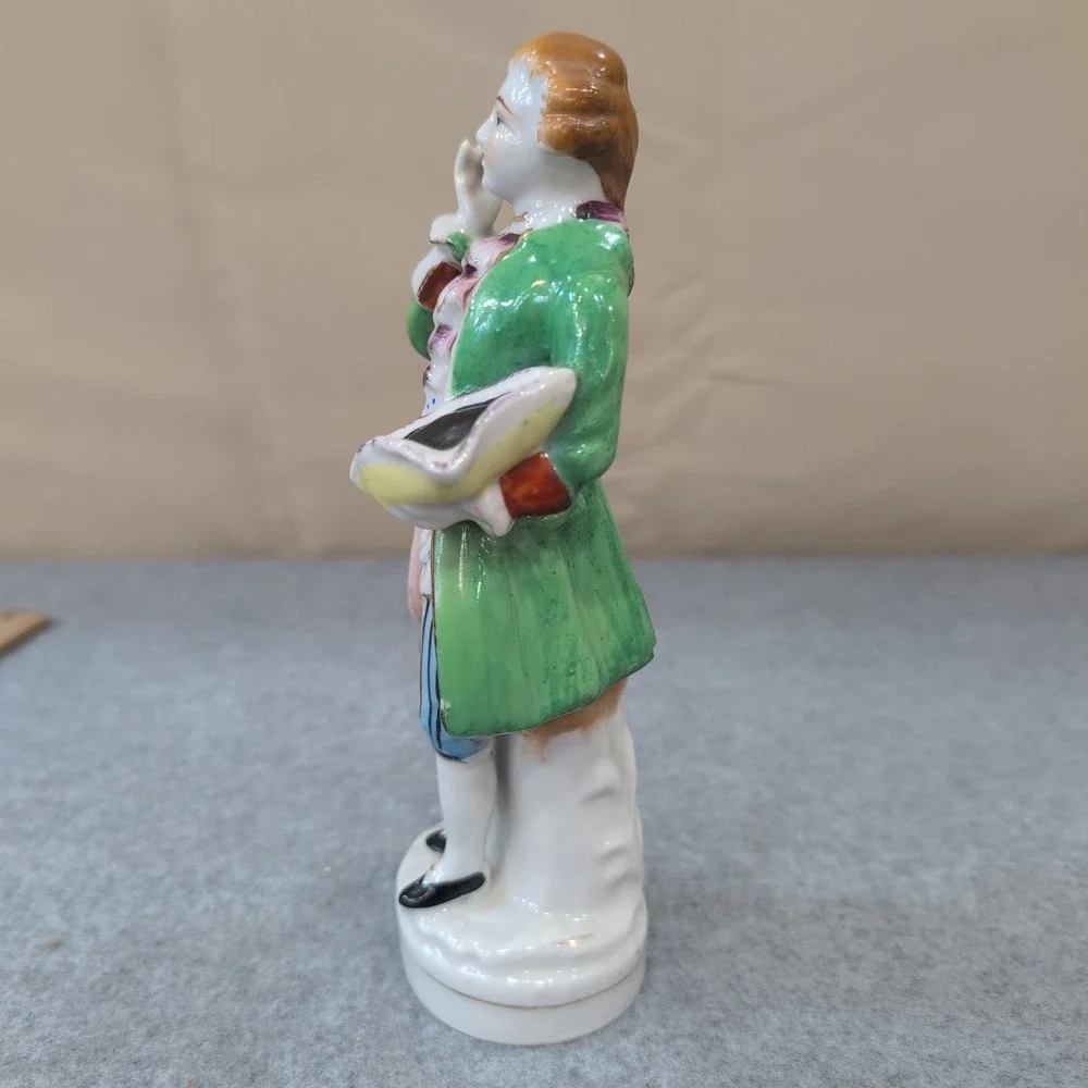 Fern Japan Porcelain Figurine Colonial Victorian Man in Green Coat Rococo VTG 8" - Picture 2 of 5